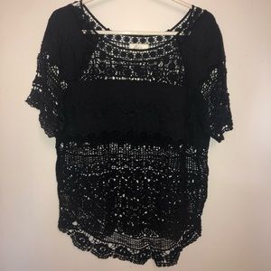 Navy lace top by Maeve